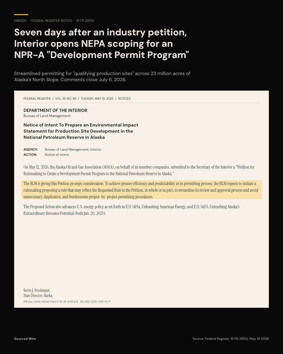 Seven Days After an Industry Petition, Interior Opens NEPA Scoping for an NPR-A "Development Permit Program"